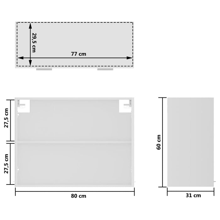 Hangkast 80x31x60 cm spaanplaat wit