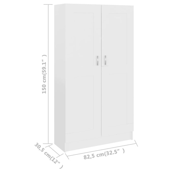 Boekenkast 82,5x30,5x150 cm spaanplaat wit