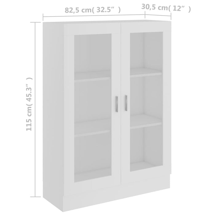 Vitrinekast 82,5x30,5x115 cm spaanplaat wit