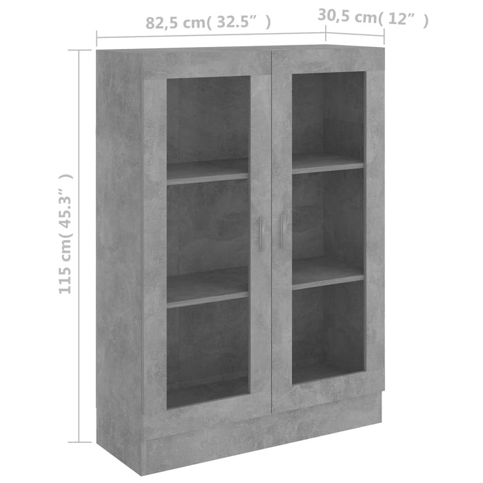 Vitrinekast 82,5x30,5x115 cm spaanplaat betongrijs