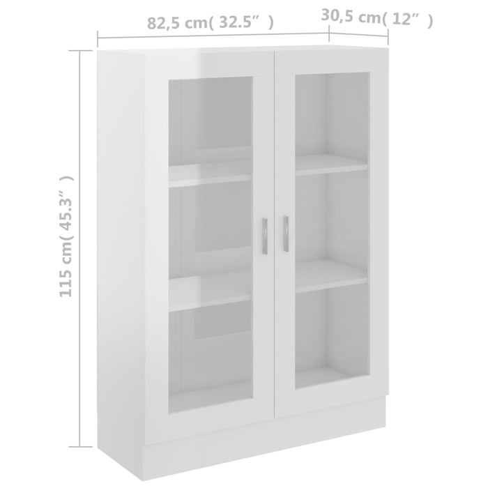 Vitrinekast 82,5x30,5x115 cm spaanplaat hoogglans wit