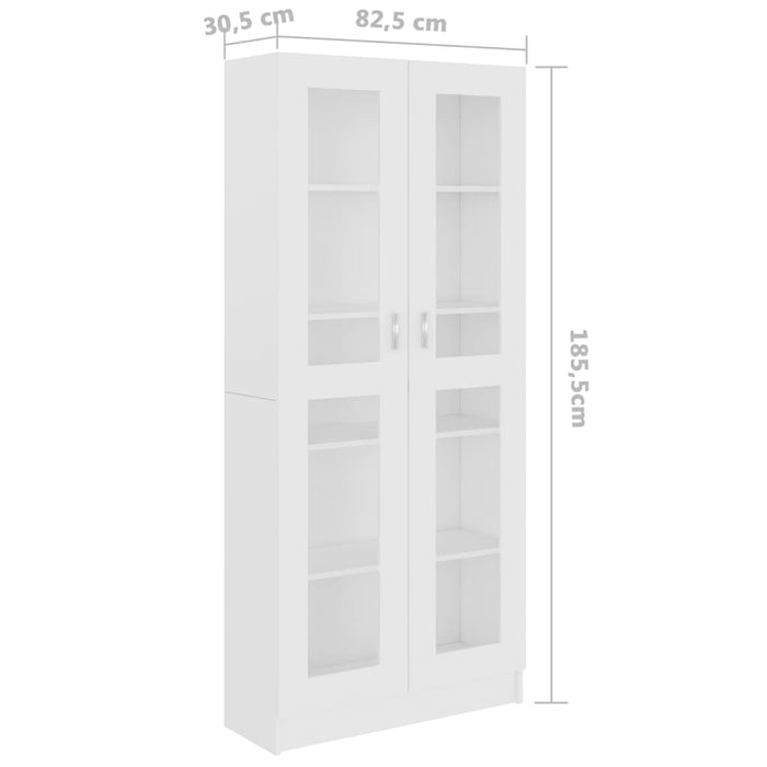 Vitrinekast 82,5x30,5x185,5 cm spaanplaat wit