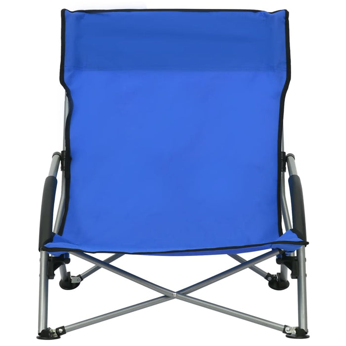 Strandstoelen 2 st inklapbaar stof blauw