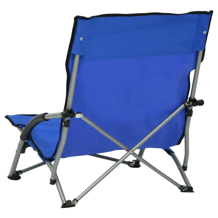 Strandstoelen 2 st inklapbaar stof blauw