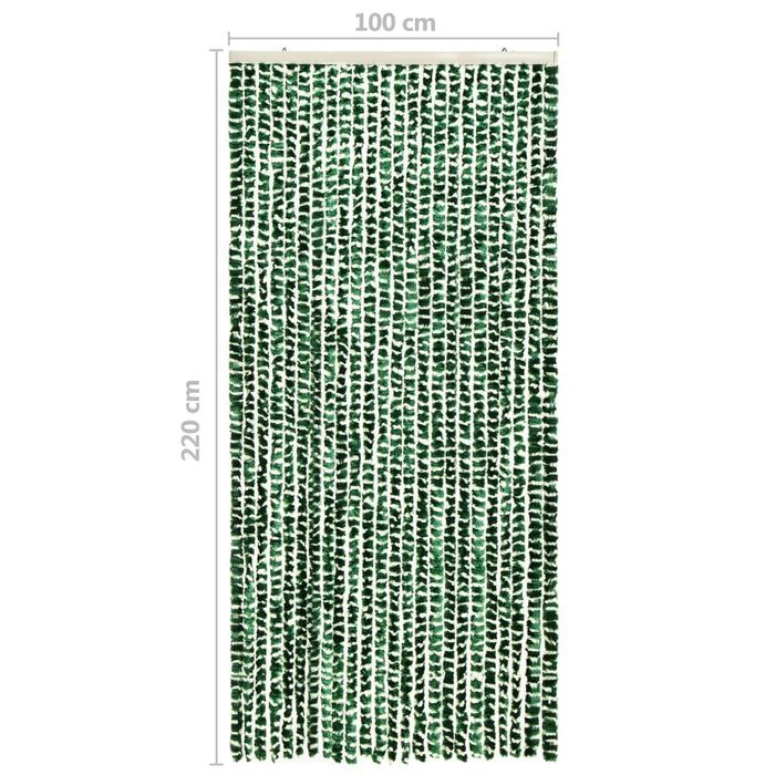 Vliegengordijn 100x220 cm chenille groen en wit