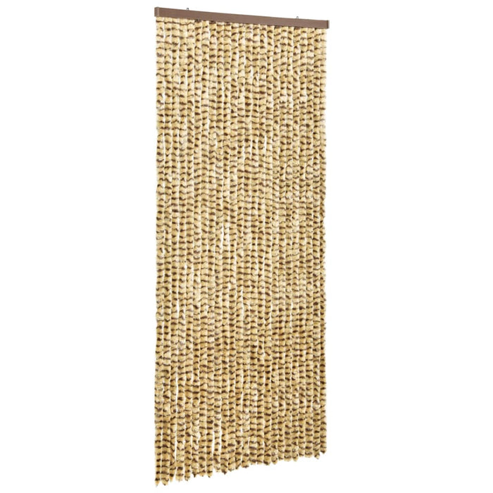 Vliegengordijn 90x220 cm chenille beige en bruin