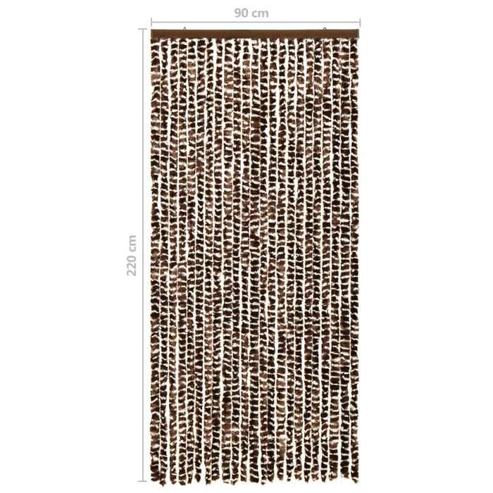 Vliegengordijn 90x220 cm chenille bruin en wit