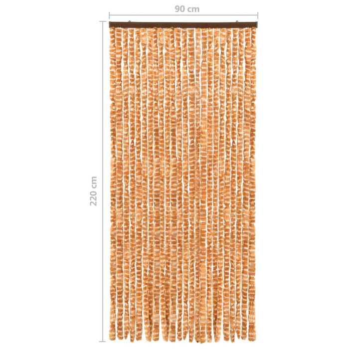 Vliegengordijn 90x220 cm chenille oker en wit