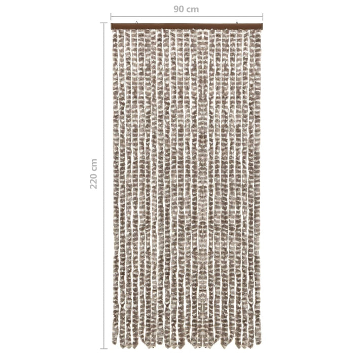 Vliegengordijn 90x220 cm chenille taupe en wit