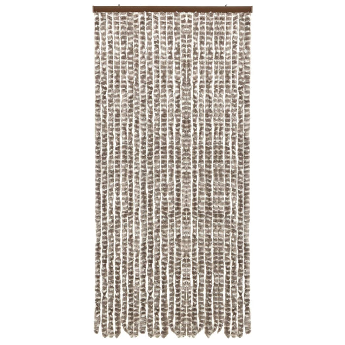 Vliegengordijn 100x220 cm chenille taupe en wit