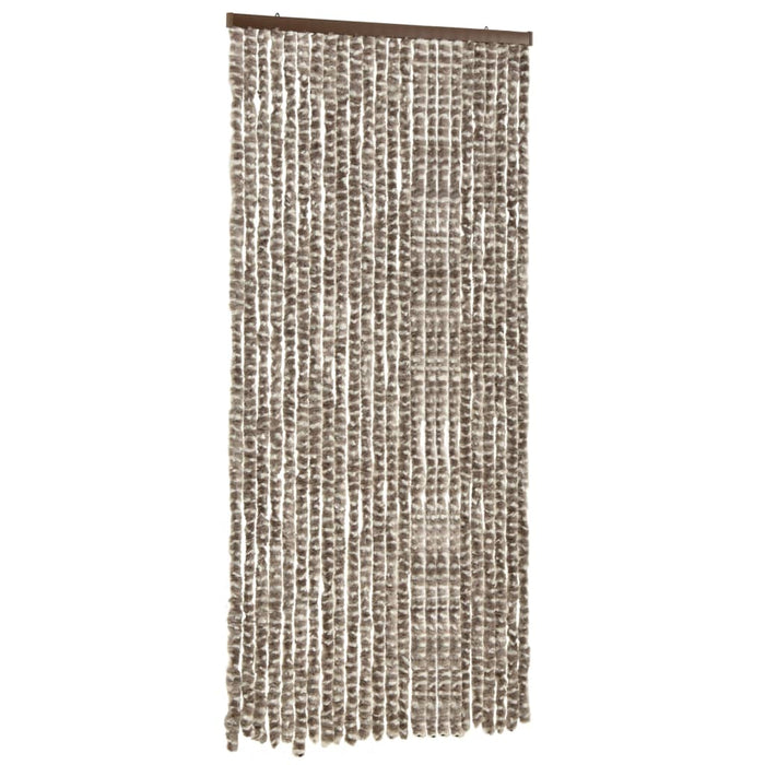 Vliegengordijn 100x220 cm chenille taupe en wit