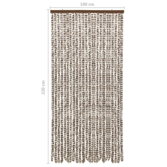 Vliegengordijn 100x220 cm chenille taupe en wit