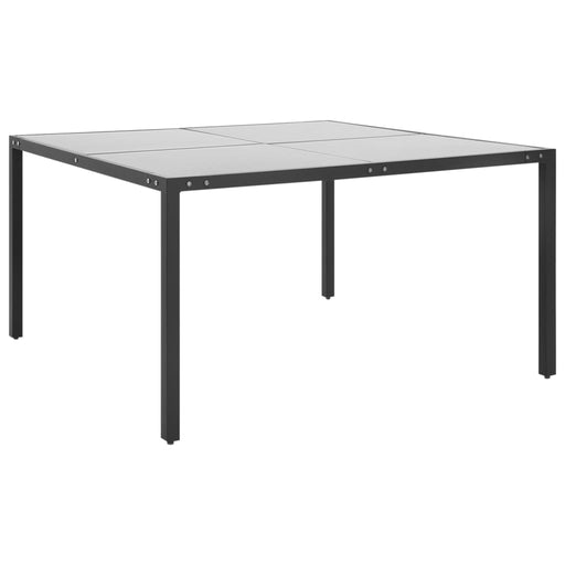 Tuintafel 130x130x72 cm staal en glas antracietkleurig