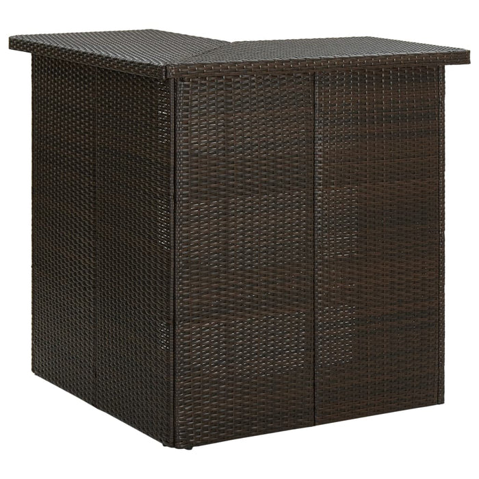 Hoekbartafel 100x50x105 cm poly rattan bruin