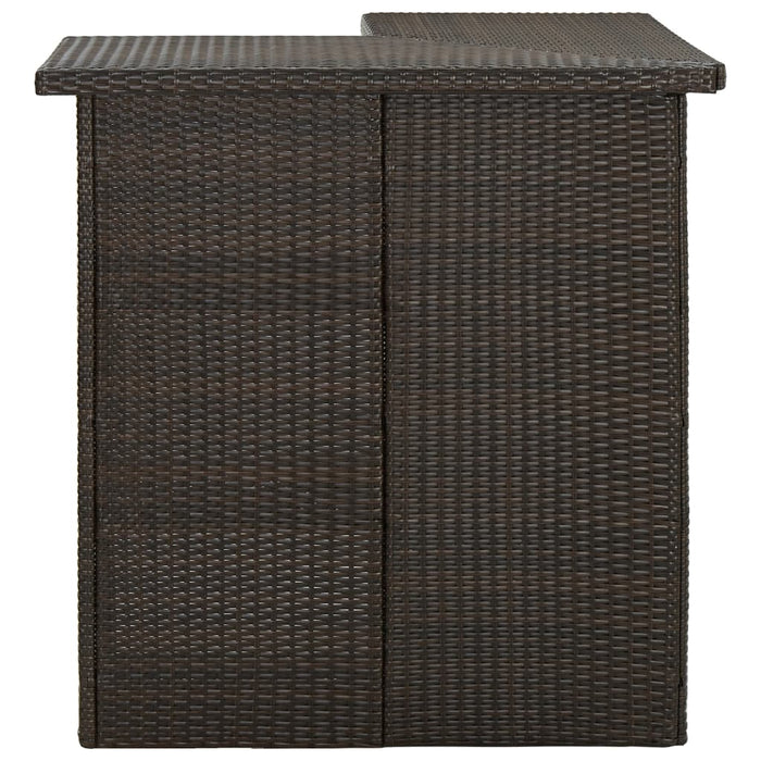 Hoekbartafel 100x50x105 cm poly rattan bruin