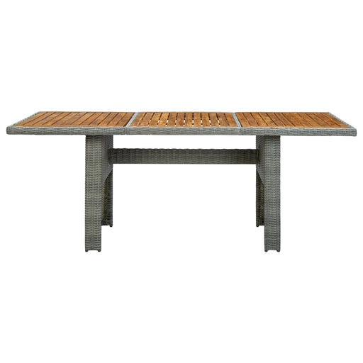 Tuintafel poly rattan en massief acaciahout lichtgrijs