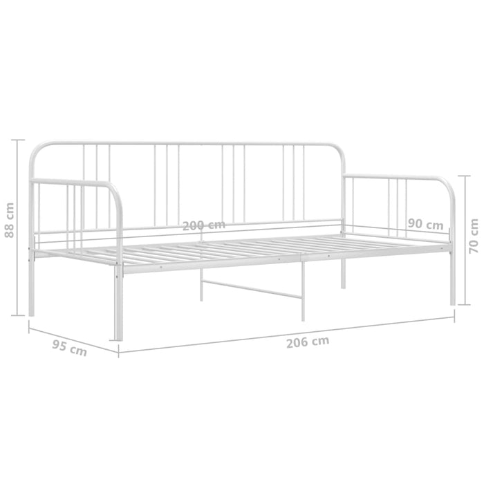 Slaapbankframe metaal wit 90x200 cm