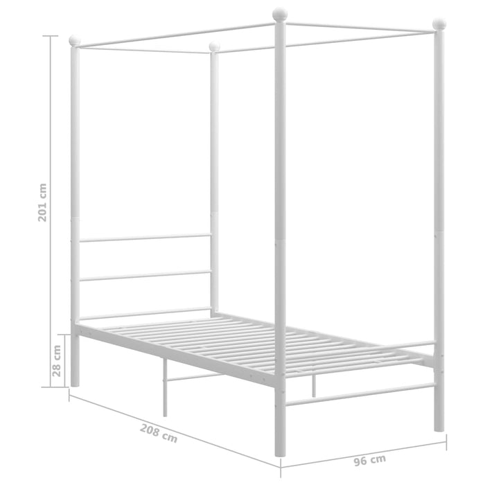 Hemelbedframe metaal wit 90x200 cm