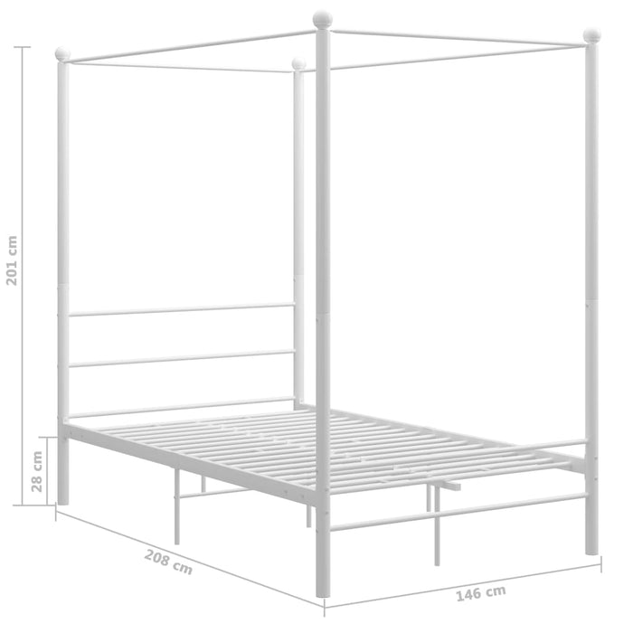 Hemelbedframe metaal wit 140x200 cm