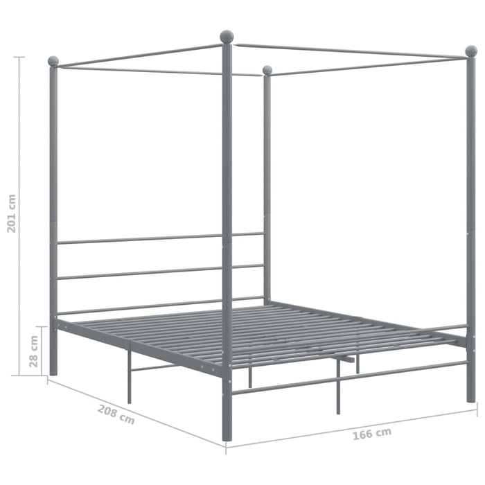 Hemelbedframe metaal grijs 160x200 cm