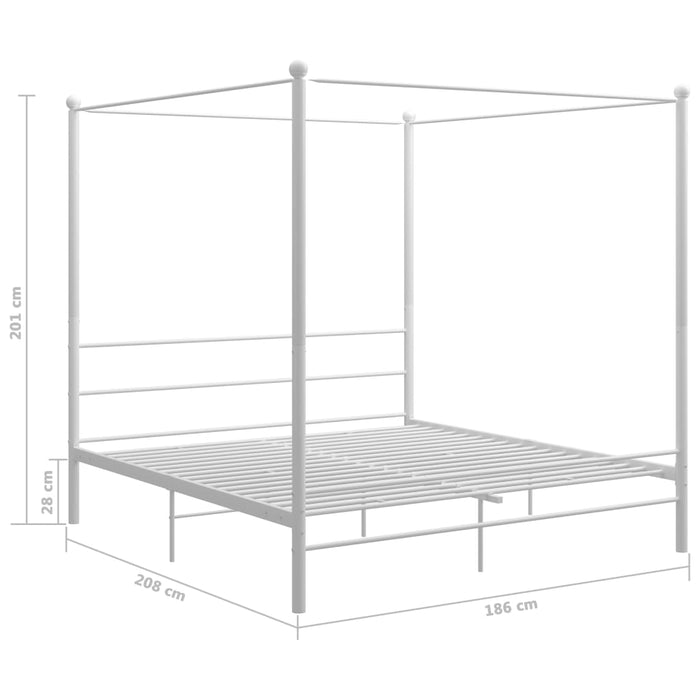 Hemelbedframe metaal wit 180x200 cm