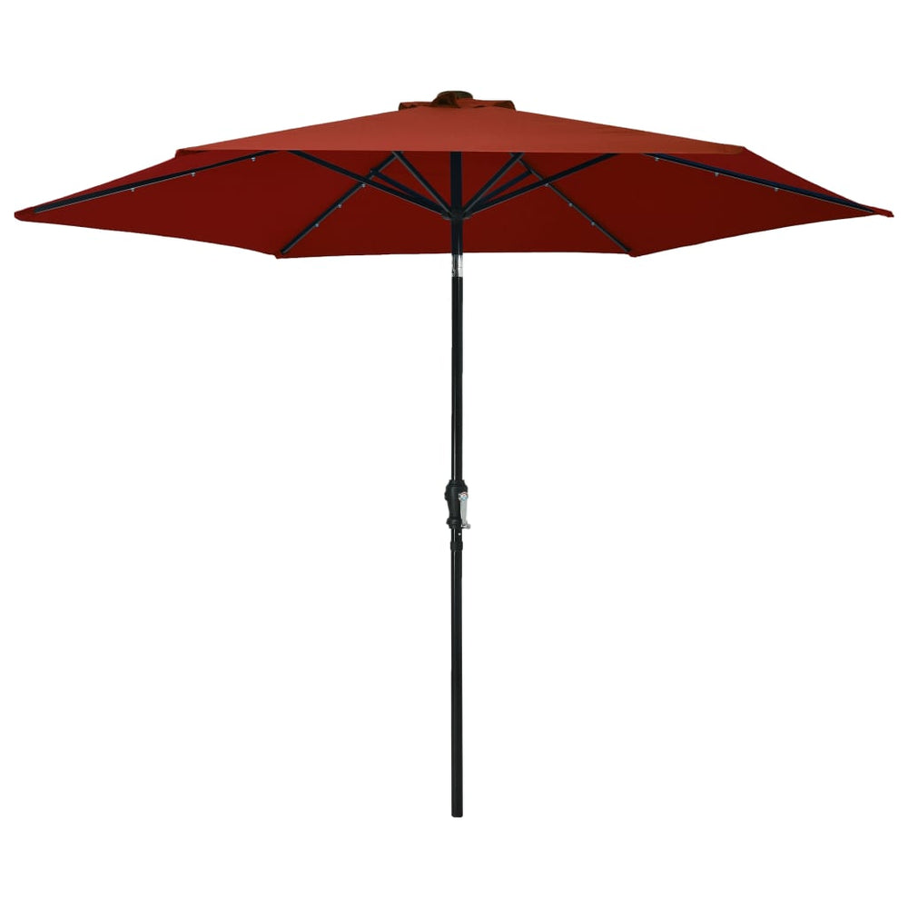 Parasol met LED-verlichting en stalen paal 300 cm terracotta