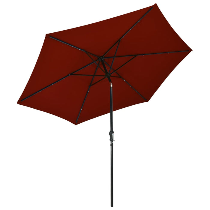 Parasol met LED-verlichting en stalen paal 300 cm terracotta