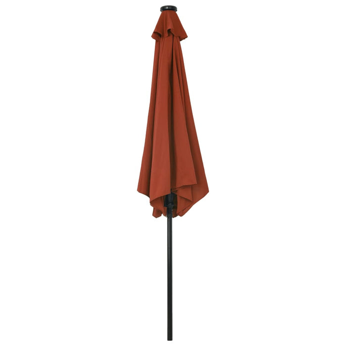 Parasol met LED-verlichting en stalen paal 300 cm terracotta