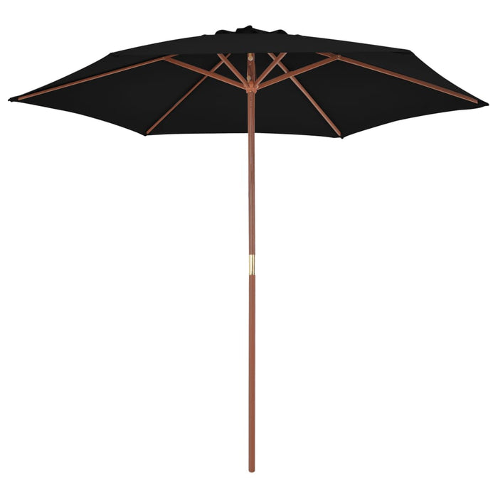 Parasol met houten paal 270 cm zwart