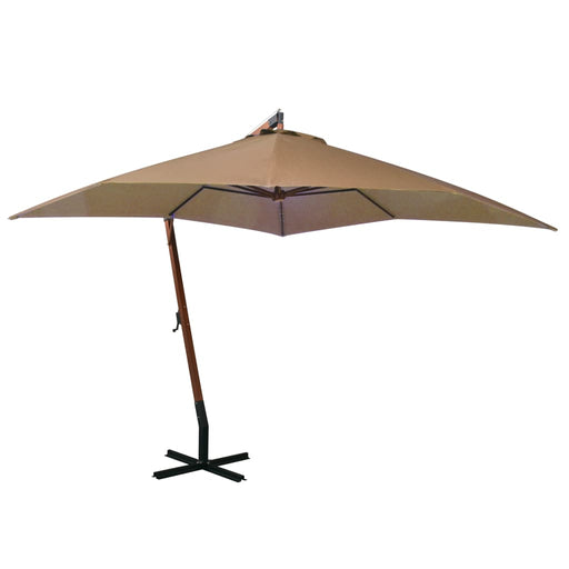 Zweefparasol met paal 3x3 m massief vurenhout taupe