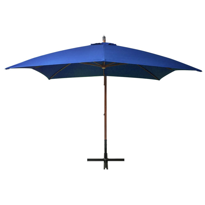 Zweefparasol met paal 3x3 m massief vurenhout azuurblauw