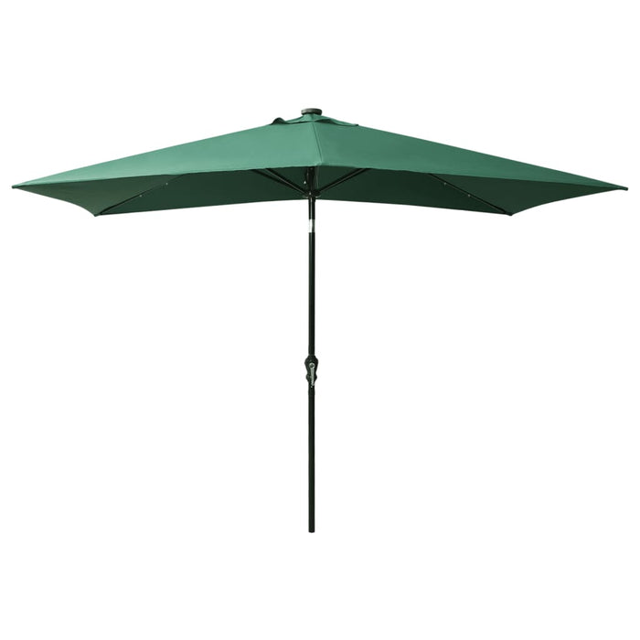 Parasol met LED's en stalen paal 2x3 m groen