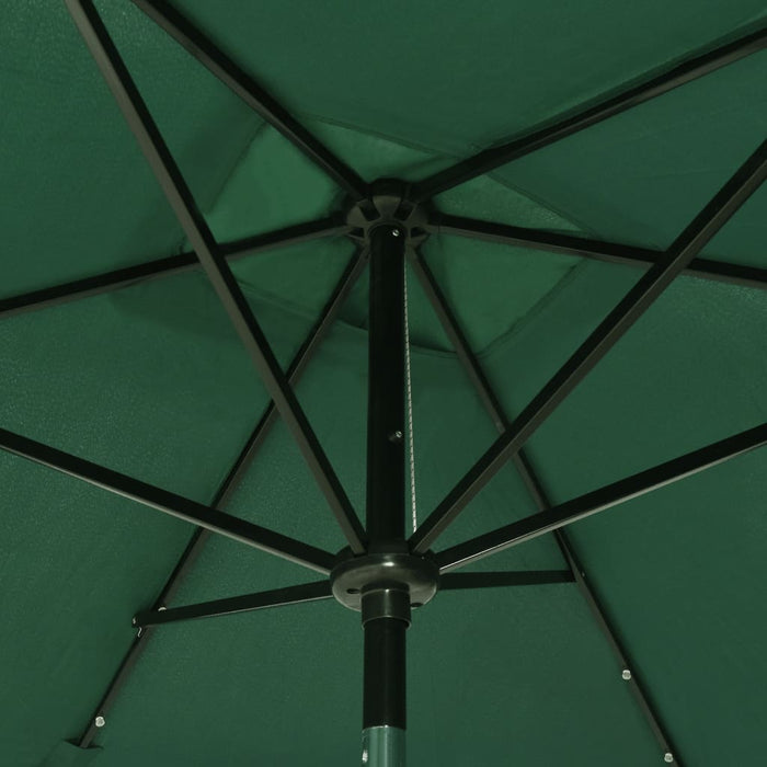 Parasol met LED's en stalen paal 2x3 m groen