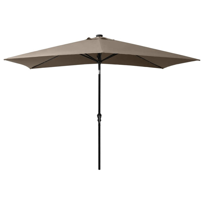 Parasol met LED's en stalen paal 2x3 m taupe