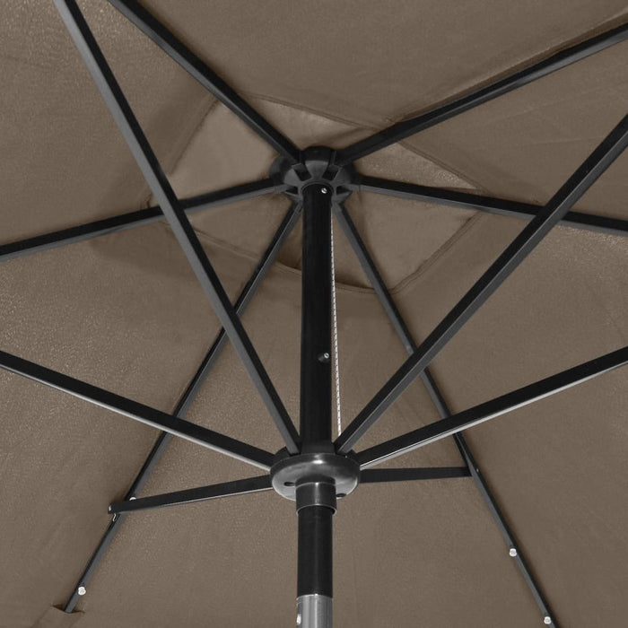 Parasol met LED's en stalen paal 2x3 m taupe