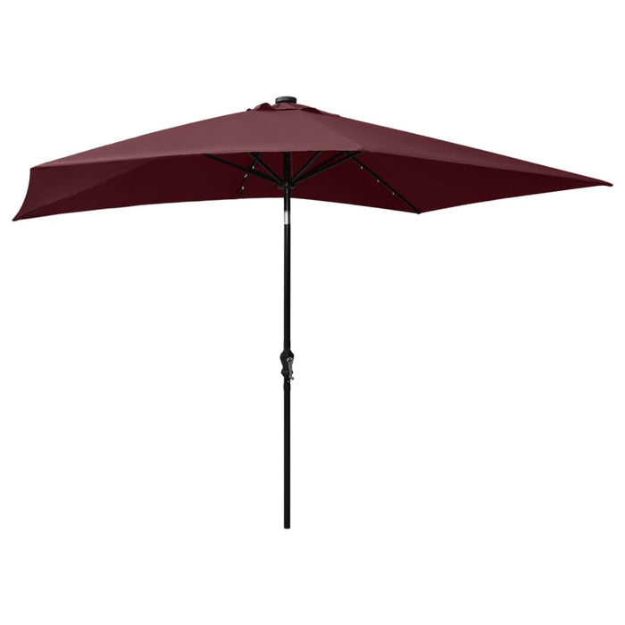 Parasol met LED's en stalen paal 2x3 m bordeauxrood