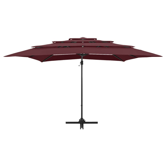 Parasol 4-laags met aluminium paal 250x250 cm bordeauxrood