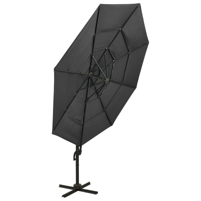 Parasol 4-laags met aluminium paal 3x3 m antracietkleurig