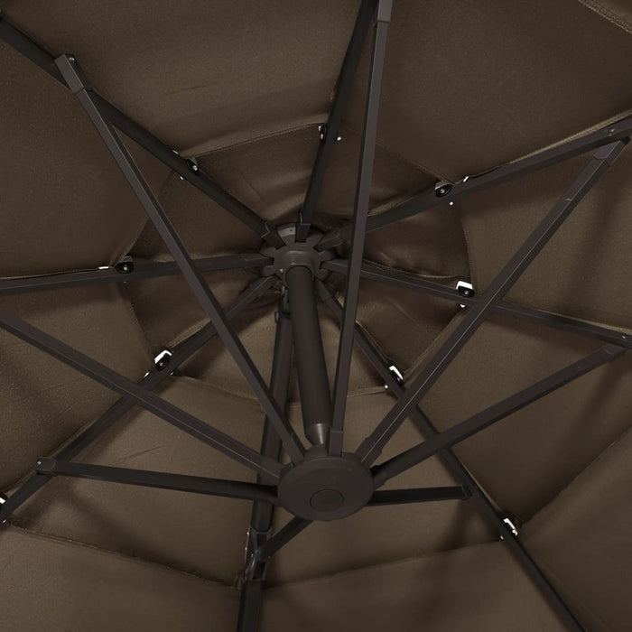 Parasol 4-laags met aluminium paal 3x3 m taupe