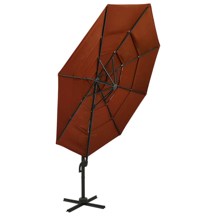 Parasol 4-laags met aluminium paal 3x3 m terracotta