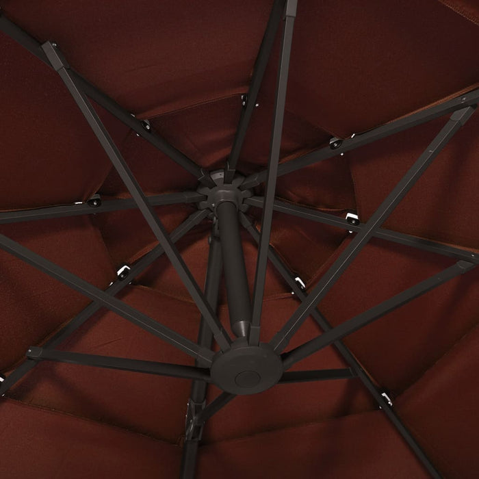 Parasol 4-laags met aluminium paal 3x3 m terracotta