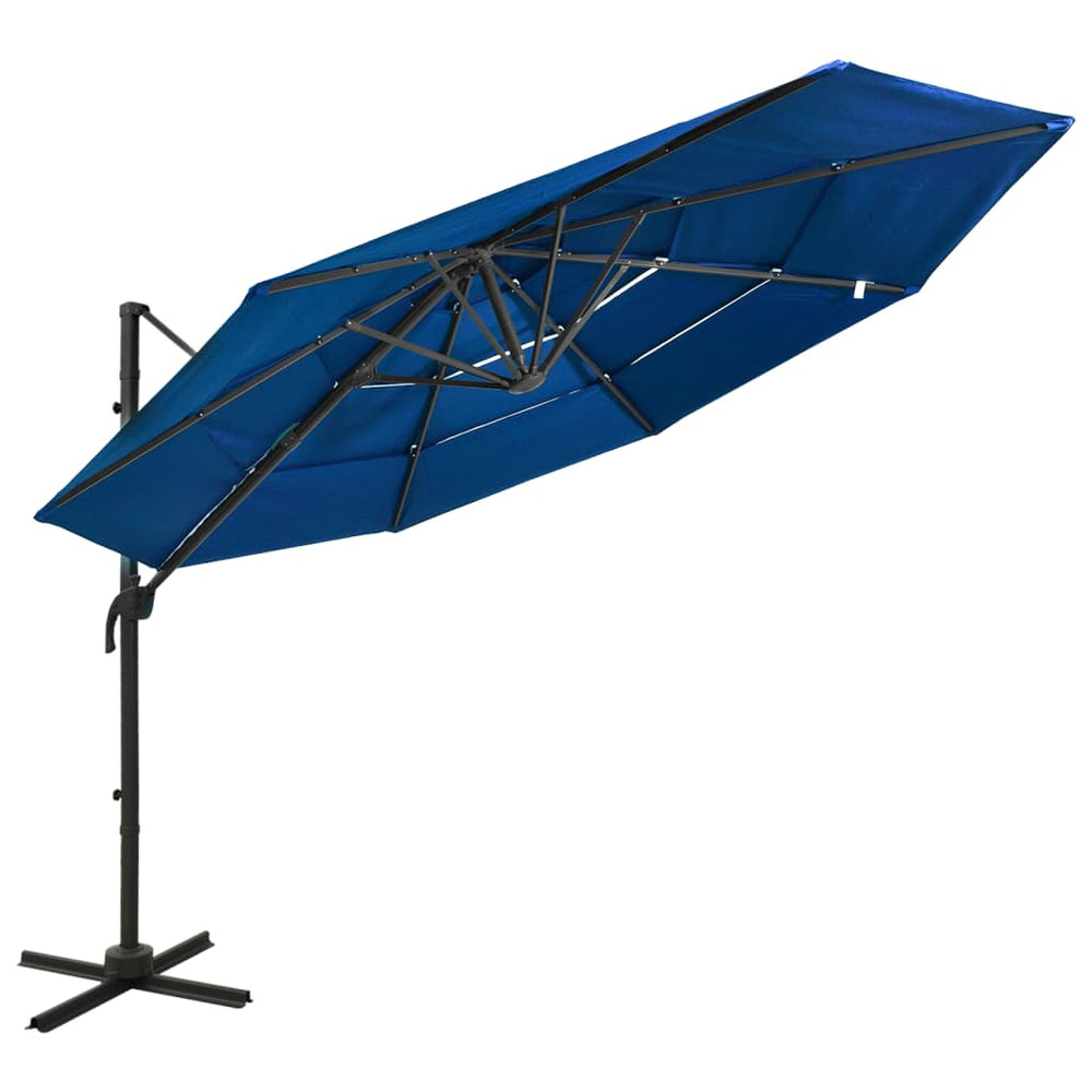 Parasol 4-laags met aluminium paal 3x3 m azuurblauw