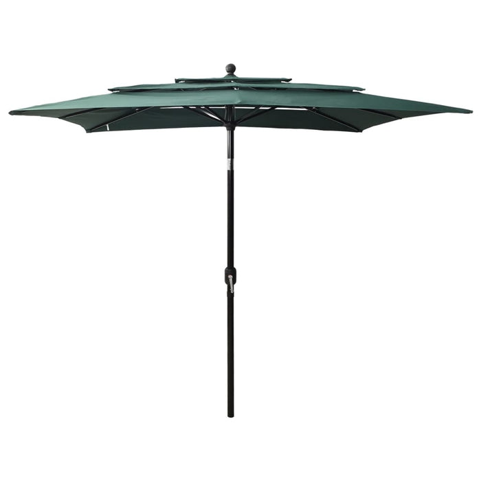 Parasol 3-laags met aluminium paal 2,5x2,5 m groen