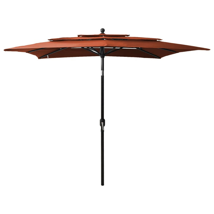 Parasol 3-laags met aluminium paal 2,5x2,5 m terracottakleurig