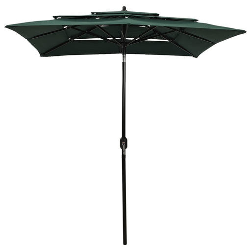 Parasol 3-laags met aluminium paal 2x2 m groen