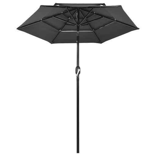 Parasol 3-laags met aluminium paal 2 m antracietkleurig