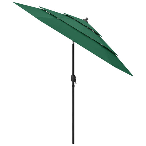 Parasol 3-laags met aluminium paal 2,5 m groen