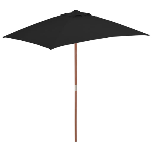 Parasol met houten paal 150x200 cm zwart