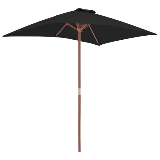 Parasol met houten paal 150x200 cm zwart