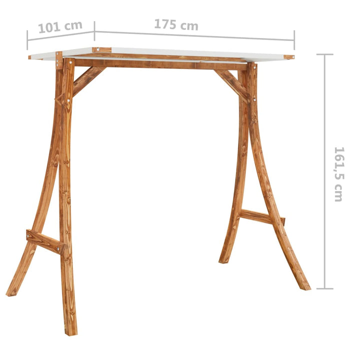 Schommelframe met crèmekleur dak gebogen hout met teakafwerking